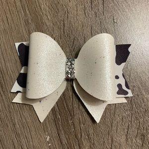 Cow print hair bow